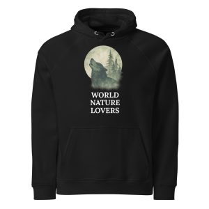 Dessuadora negre Llop amb caputxa eco unisex